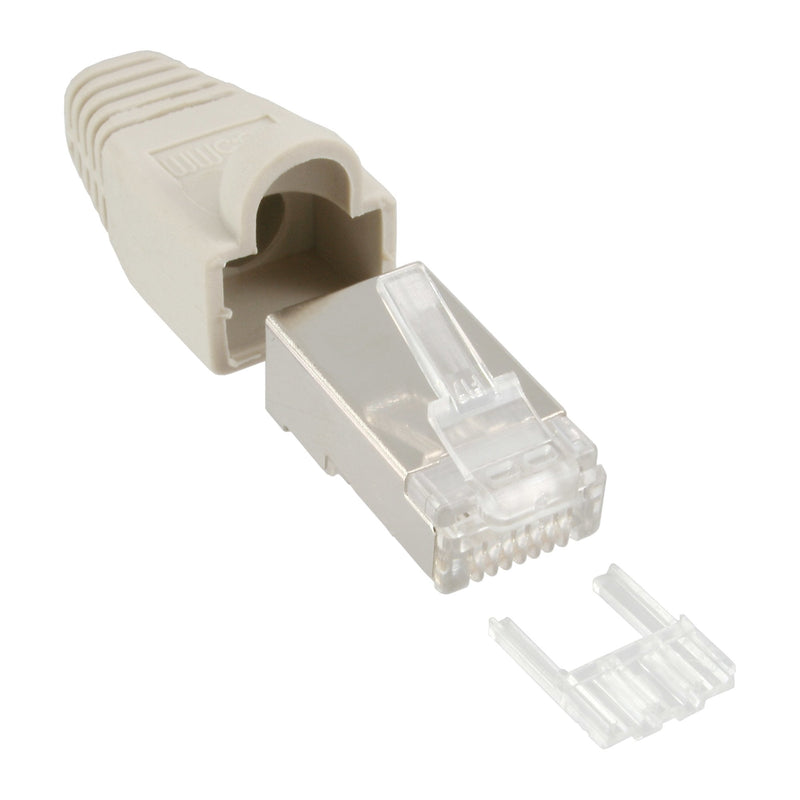 Inline Connector Crimpado RJ45 8P8C Blindado With Enhebrador + Protection Contra Dobleces Grey 10 Units