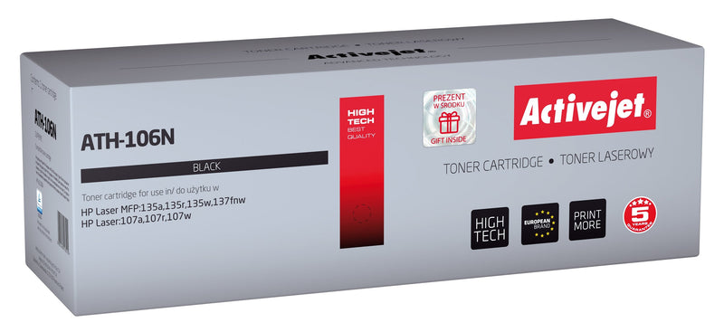 Activejet Toner ATH-106N (reemplazo HP W1106A - Supreme - 1000 Páginas - Black
