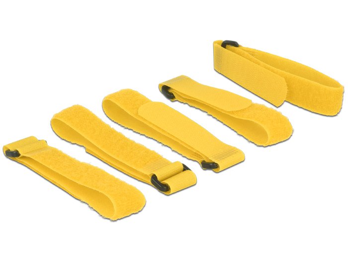 Delock Cable Ties Velcro Cables 300MM X 20MM Amarillas, 5 Pieces 18708