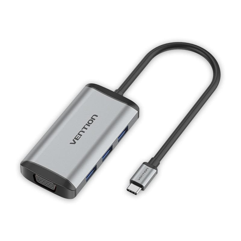 Vention Docking USB Type-c Tgshb 3x USB 1x HDMI 4K 1x VGA 1x USB Type-c Pd Grey