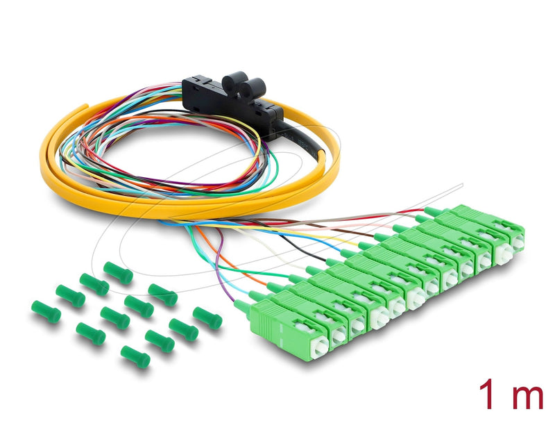 Delock Lwl Pigtail Fanout Cable 12 X Sc-apc Simplex Connector Male a 12 X Offenes Extremo Cable 1M