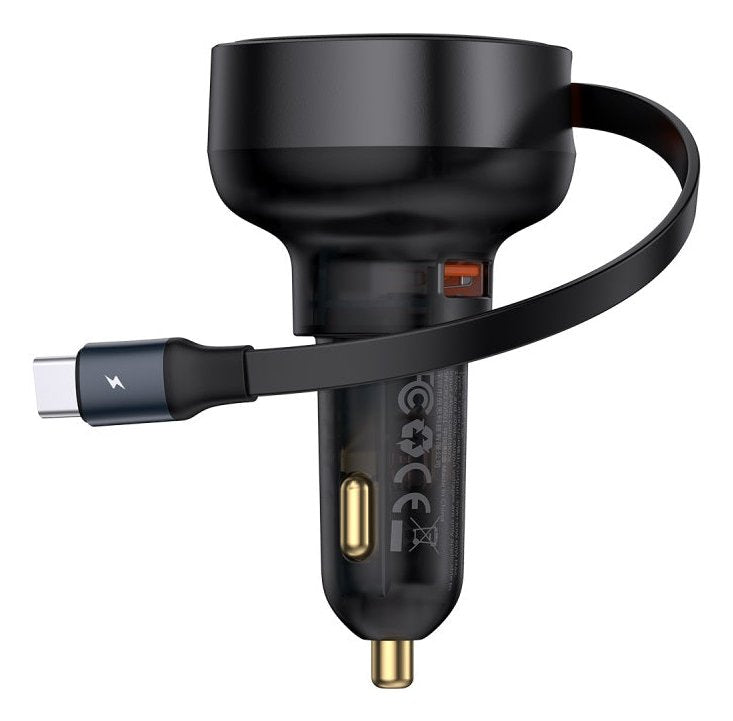 Baseus Enjoyment Pro Car Charger U + Retractable Type-c Cable 60W Cluster Black
