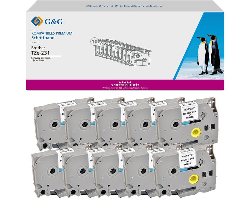 G&g 10 Cintas Labeller Compatible With Brother TZE-231