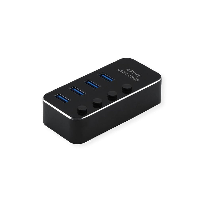 Roline USB 3.2 Gen 1 Notebook Hub, 4 Ports, Separado Conmutable, Black