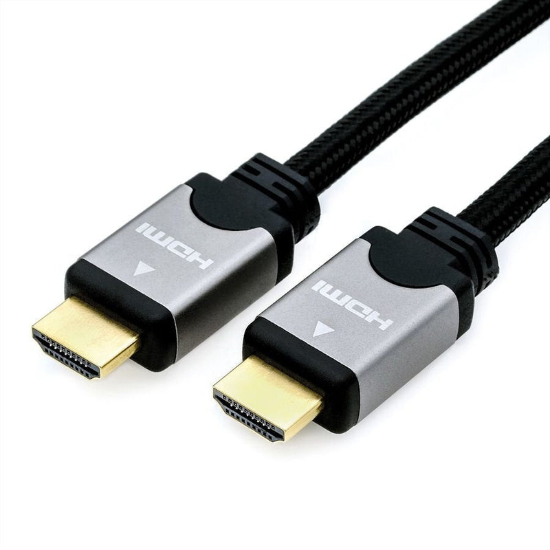 Roline HDMI High Speed Cable With Ethernet, St-st, Black Silver 2M