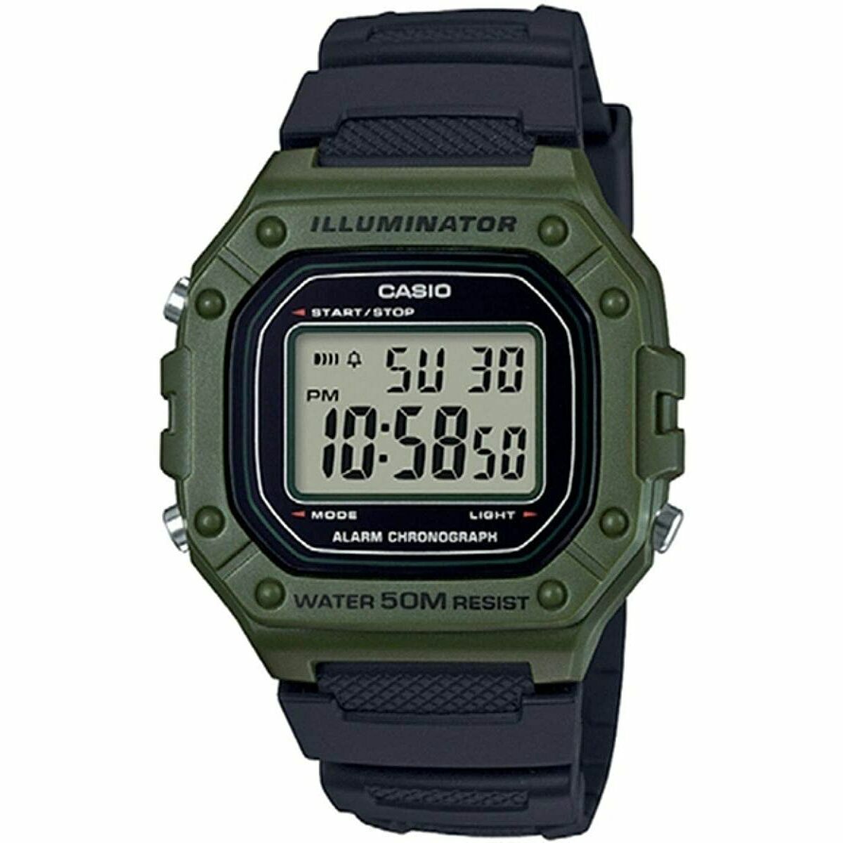 Casio Men's Watch Casio W-218H-3Avef Black Green