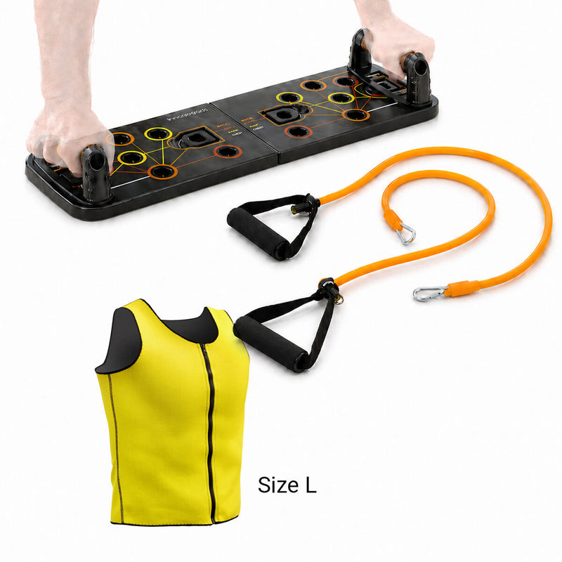 Pack Push-Up Board with Resistance Bands and Men’s Sauna Sports Vest L InnovaGoods