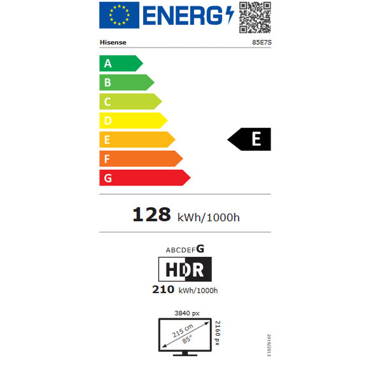 Hisense Smart Tv Hisense 85E7S 3840 X 2160 Px 85" Hdr10+ Qled