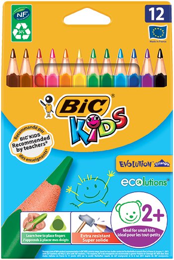 Bic Kids Evolution Triangle Pack 12 Pencils Colours Triangulares - Punta Ultraresistente - Without Wood