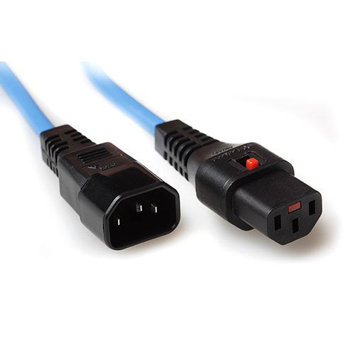 Powercord C13 IEC Lock - C14 Blue 1.5M, PC1125
