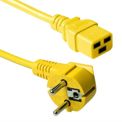 Powercord Mains Connector Schuko Cee 7 Male (angled) - C19 IEC 60320 Yellow 3M — image 1