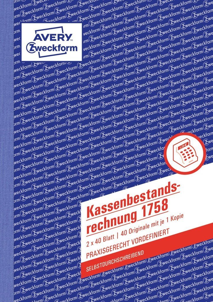 Avery Zweckform Kassenbuch - 40 Hoja - A5 (148 X 210MM)