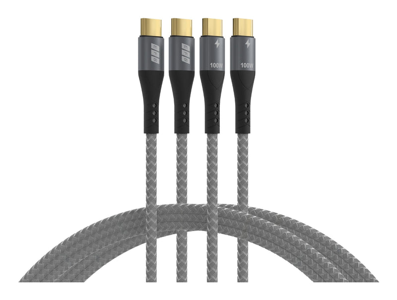 Efb USB-C Cableset 100W PD 3.0 5A E-marker Chip 2X1M Grey