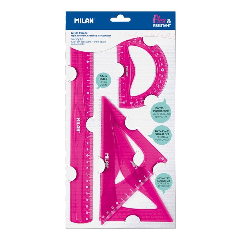 Milan Kit 4 Reglas Flex&resistant Pink Translucido