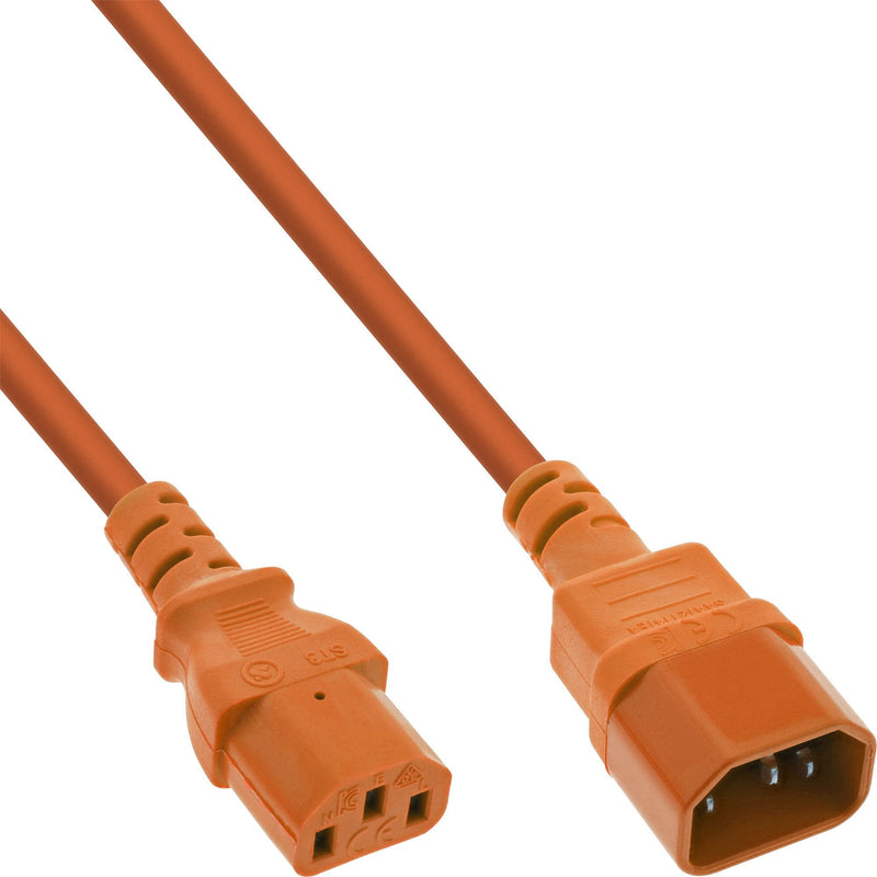 Inline Prolongación Cable Power , C13 a C14, Orange 0,75M