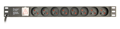 Gembird Power Strip 8 Sockets 1U 16A C14 Plug 3M Cable — image 1