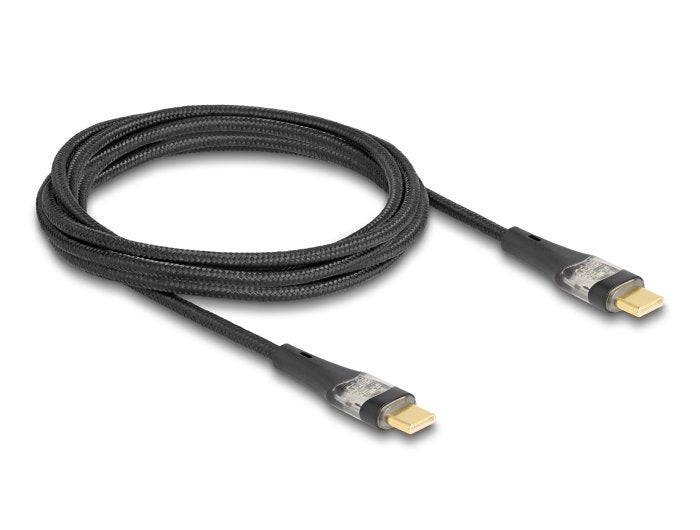 Delock 80764 USB Cable 2.0 Datos And Charging Fast USB Type-c™ Male a Male Transparent PD 3.0 100W 2M