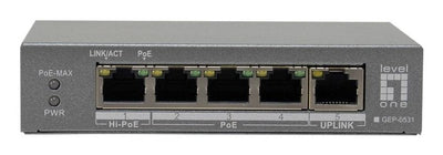Levelone PoE + Switch 3XGE PoE/1XHI-PoE 60W Unmanaged Plastic — image 1