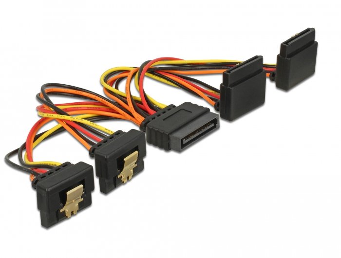 Cable SATA 15 Pin Power Connector Male With Función Enclavamiento SATA 15 Pin Power Connector Female 2 X Abajo