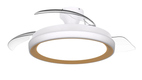 Fan Ceiling With Aspas Retráctiles, LED 3 Cct, DC 28W + 35W, Model Bliss, White / Gold Ø106CM — image 1