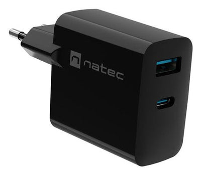 Natec Charger Ribera GaN 45W PD 3.0 QC3.0 1x USB-A + 1x USB-C Black — image 1