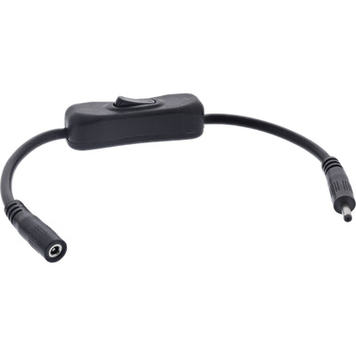 Inline® DC Cable With Switch, DC Male/Female 3.5X1.35MM, Awg 18, Black 0.20M — image 1