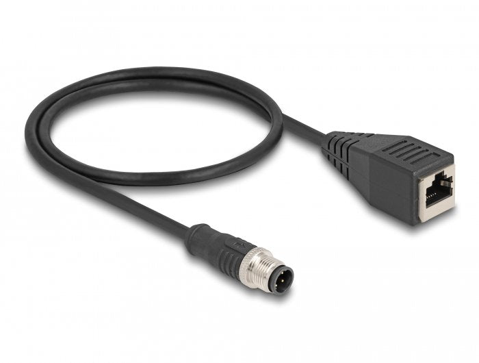 Delock Network Cable M12 D-kodiert 4 Pin Male a RJ45 Female 50CM