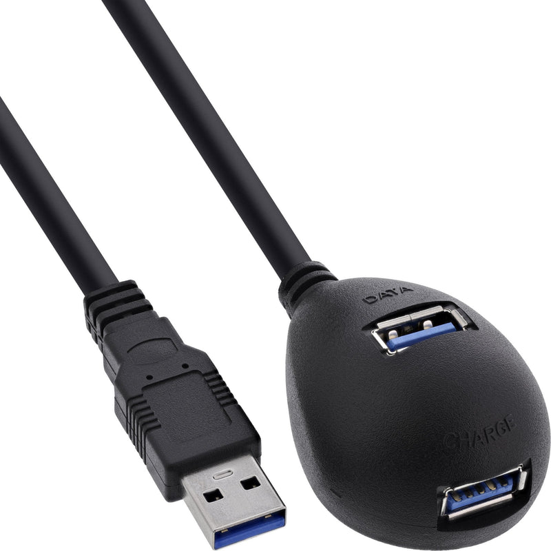 Inline USB 3.2 Cable Type a Male a Female + Power With Stand Black 2M