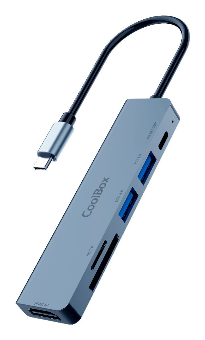 Coolbox Mini Dock C61 USB-C (2XUSB3.2/HDMI 4K/USB-C Pd/1SD-microSD)