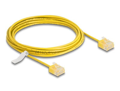 Delock RJ45 Network Cable CAT.6 UTP Ultra Slim 3M Yellow With Kurzen Machon — image 1