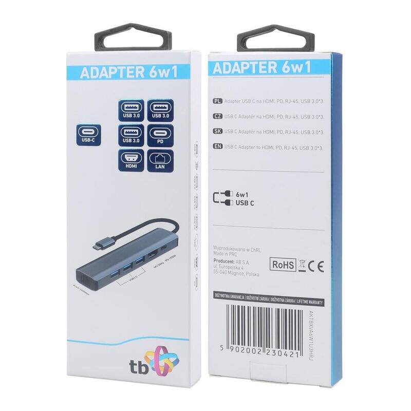 Adapter USB C 6 1TB HDMI USB3 RJ45 Pd