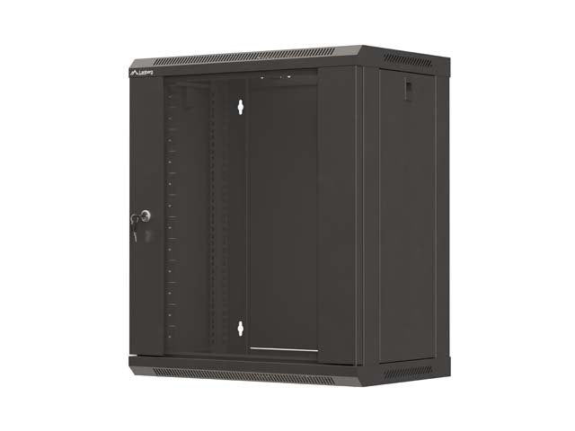 Lanberg Rack Cabinet 19 Wall-mount 12U 540X350 Flat Pack With Glass Door Black