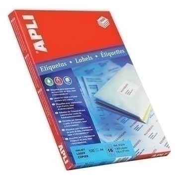 Apli Labels White Printer Inkjet, Láser And Fotocopiadoras / 199,6 X 144,5MM / Cantos Romos - 100 Hojas-