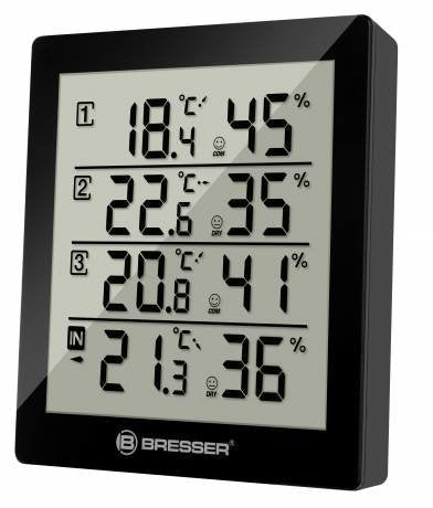 Bresser Temeo Hygro Quadro Estación Thermometer And Higrómetro Black + 3 Sensors