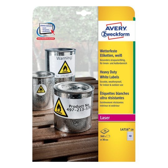 Avery Zweckform Resistant a Intemperie Folienetiketten 30,0 X 30,0MM