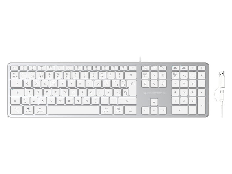 Conceptronic USB Keyboard Slim USB-A/USB-C Layout Es Ws