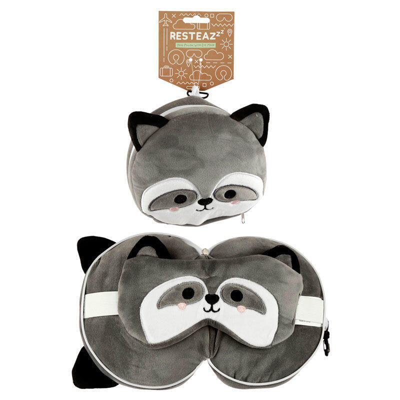 Pillow Travel Zip And Antifaz Mapache Resteazzz