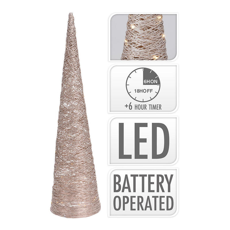 Árbol Forma Cono Con 40 LED 80CM Oro