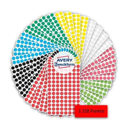 Avery Zweckform Klebepunkte 59994 Farbsortiert Ø 8,0MM, 3.328 Units — image 1