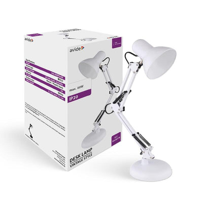 Avide Basic Lamp Desk Vintage White Plastic Max. 60W — image 1