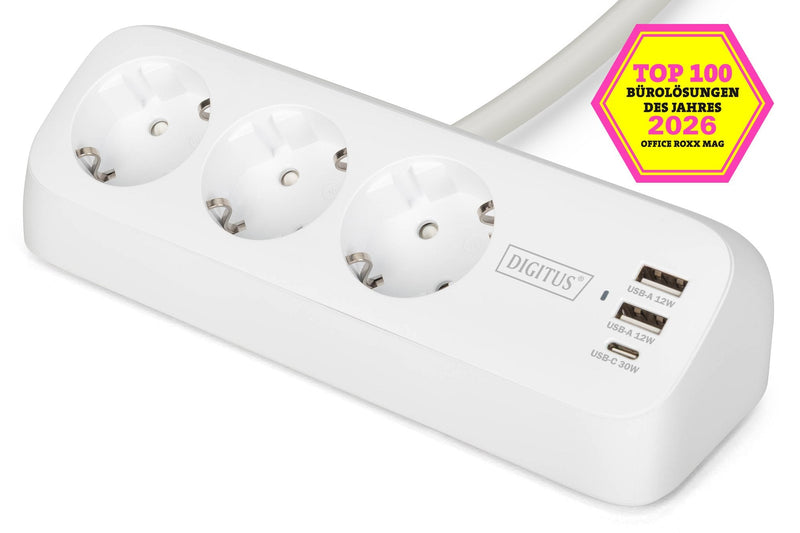 Digitus DA-70626 Base Múltiple 1,5M 3 Salidas AC Indoor White