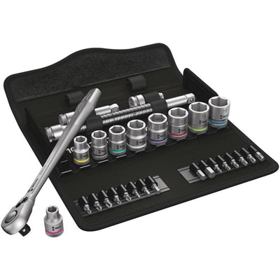 Wera Zyklop Set Of Trinquete Metallic 8100 SB8, 3/8 Black/Silver 29 Pieces With Trinquete Reversible) — image 1