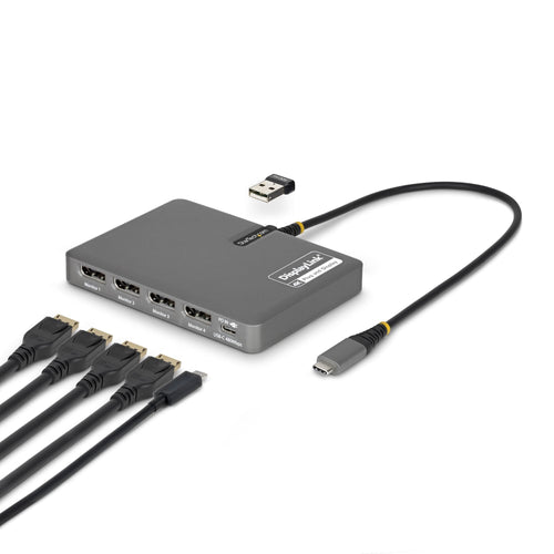 StarTech USB-C Zu 4-MONITOR Workstation Adapter 4K 60HZ DisplayPort 140W Pd Passthrough USB For Keyboard And M — image 1