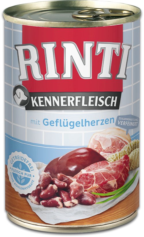 Rinti Kennerfleisch Poultry Hearts - Comida Húmeda Perros - 400G