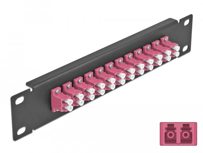 Delock 10 Patch Panel Fibre Optic 12 Ports Lc Duplex Violet 1 U Black