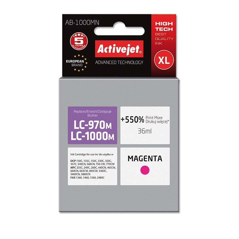 Activejet Ink AB-1000MN (reemplazo Brother LC1000M / 970M - Supreme - 35ML - Magenta