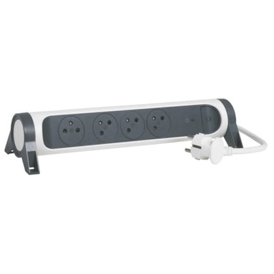 Legrand - Power Strip Giratoria With 4 Sockets Power Surface, Switch And Pararrayos - White And Grey Oscuro — image 1