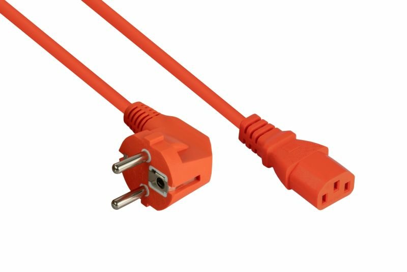 Kabelmeister Contact Protección-st. (90° Angulado.) An C13 Orange 5M