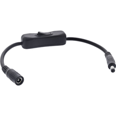 Inline® DC Cable With Switch, DC Male/Female 5,5X2,5MM, Awg 18, Black 0.20M — image 1