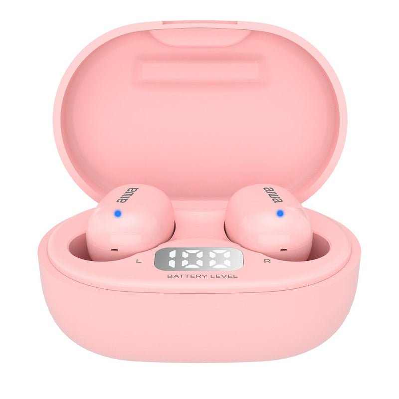 Aiwa Headphones Micro EBTW-150PK Pink Bluetooth/Touchscreen/Case Charging/Screen LED/2XMIC EBTW-150PK